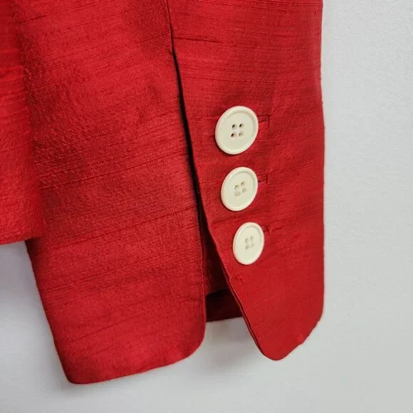 Lafayette 148 Womens Red 100% Silk Professional Blazer Jacket Sz 8 Luxury Career - Picture 6 of 12